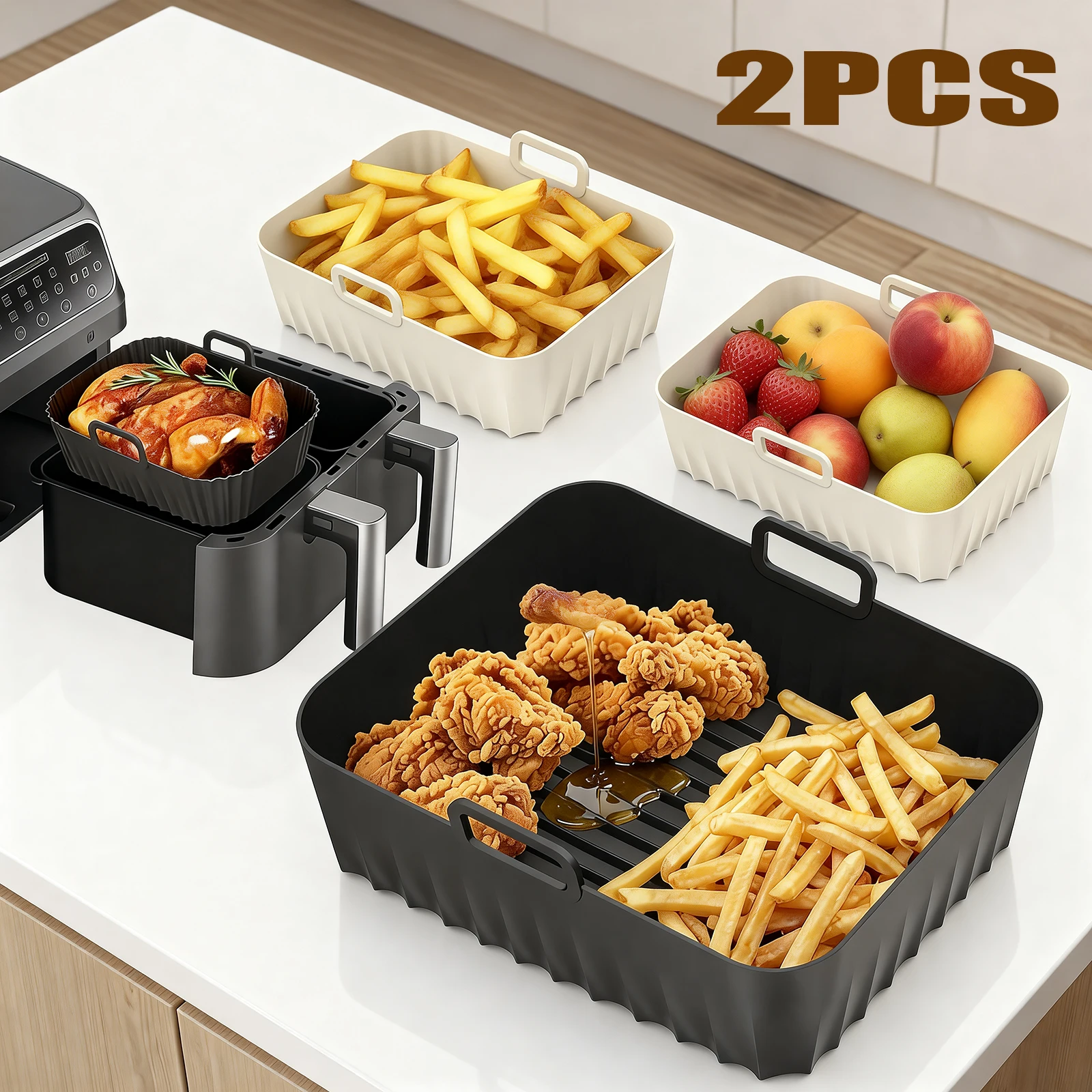 Air Fryer Silicone Pot Liner - 2 buah alas silikon untuk alat