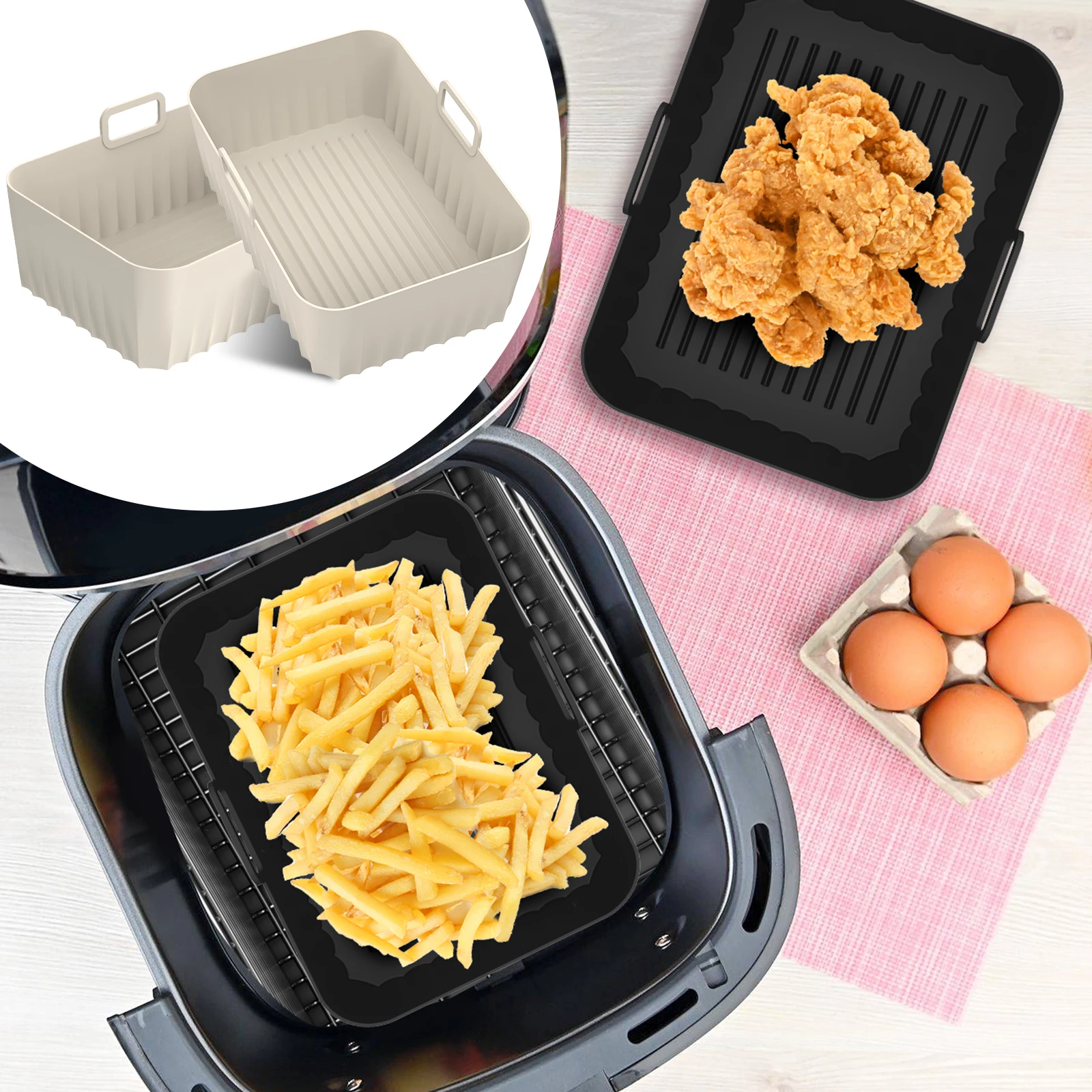 2 buah alas silikon untuk alat - Air Fryer Silicone Pot Liner ulasan dan harga
